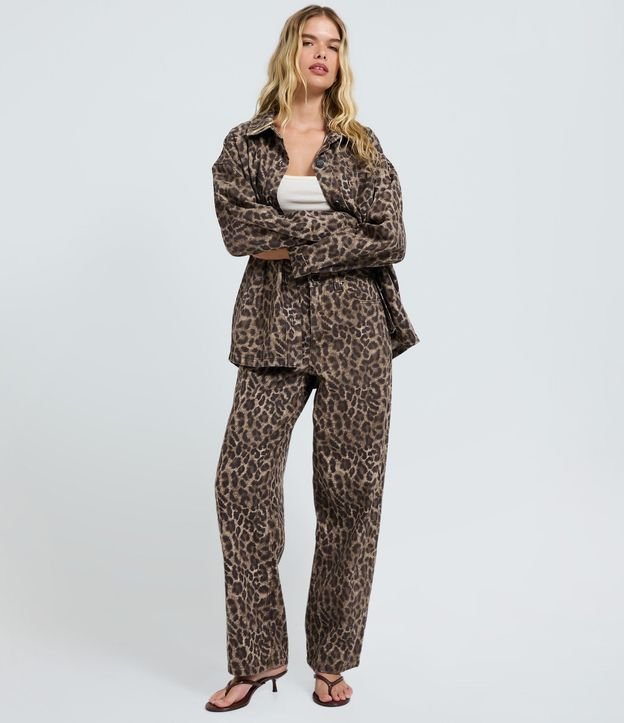 Camisa Oversized en Jeans con Estampa de Animal Print 3