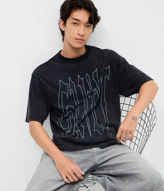 Remera Boxy Manga Corta en Algodón con Lettering Guilt 4