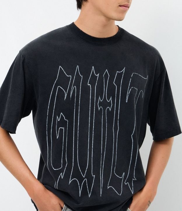 Remera Boxy Manga Corta en Algodón con Lettering Guilt 5
