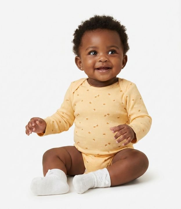 Body Infantil en Rib con Estampado Abejas – Talle 0 a 18 Meses