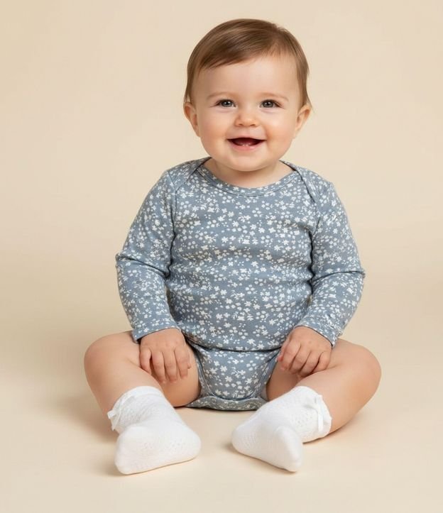 Body Infantil Manga Larga con Estampado Floral Liberty – Talle 0 a 18 Meses 1