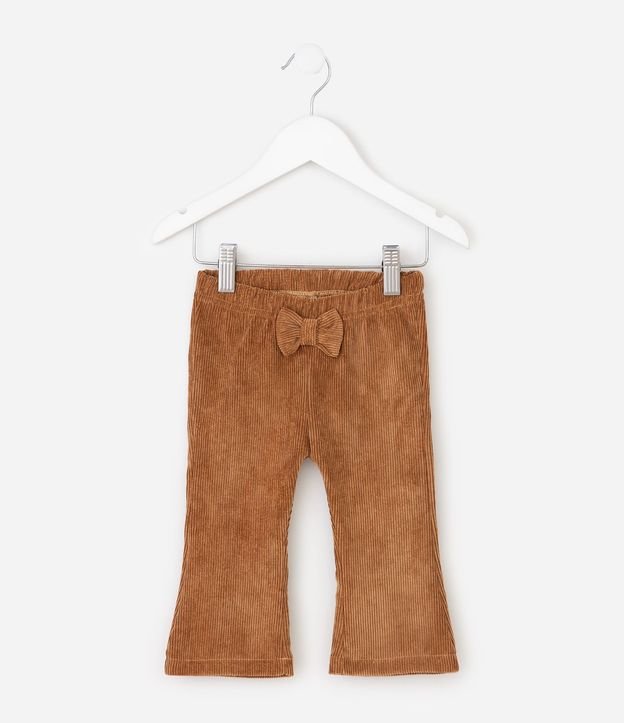 Pantalón Flare Infantil en Terciopelo Cotelê con Lazo – Talle 0 a 18 Meses 2