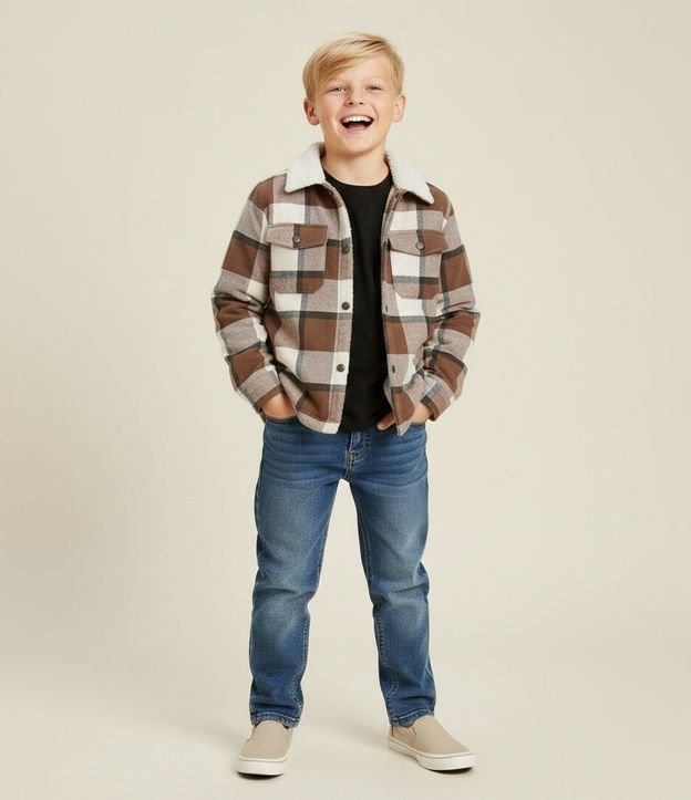 Camisa Infantil de Cuadros con Forro en Sherpa – Talle 5 a 14 años