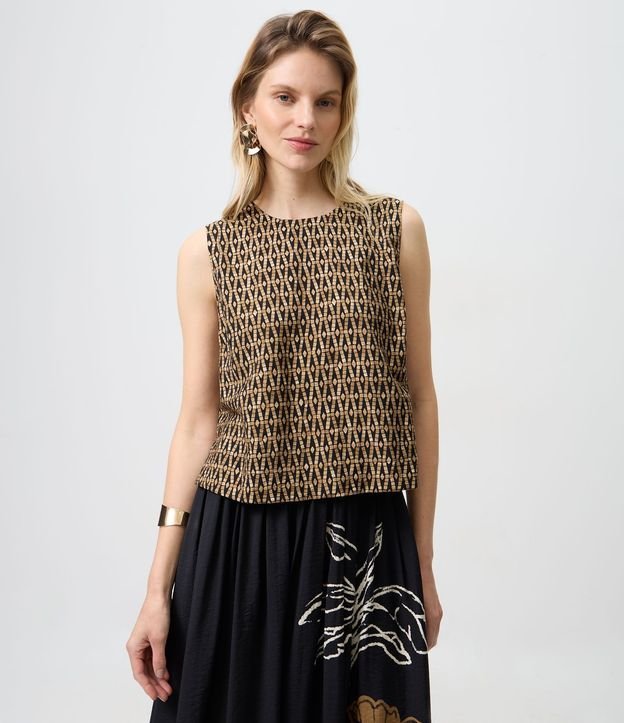 Blusa en Viscosa con Estampa Geométrica