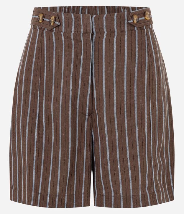 Short en Viscolino con Estampado Rayada y Cintura Elástica 5