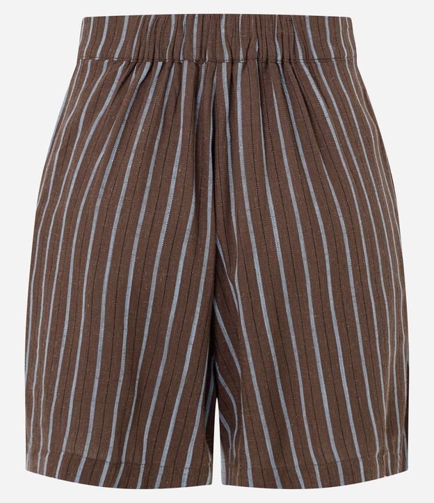 Short en Viscolino con Estampado Rayada y Cintura Elástica 6