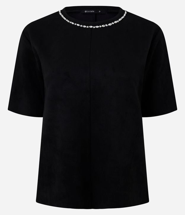 Remera Regular en Gamuza con Brillo en el Cuello 5