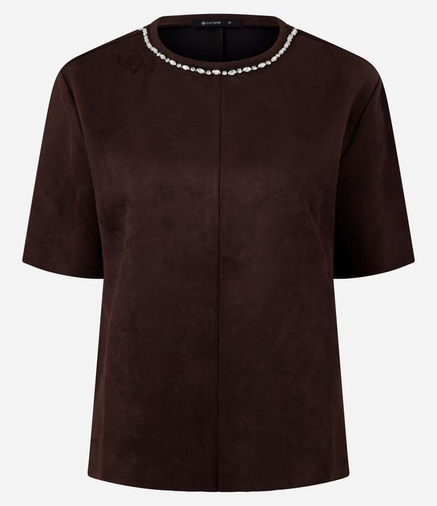 Remera Regular en Gamuza con Brillo en el Cuello 5