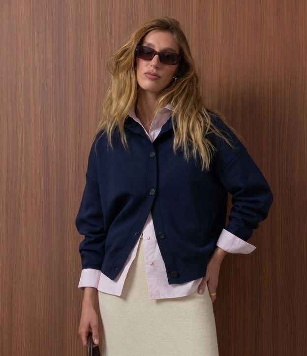 Cardigan Over en Punto con Botones y Puños Ajustados 1