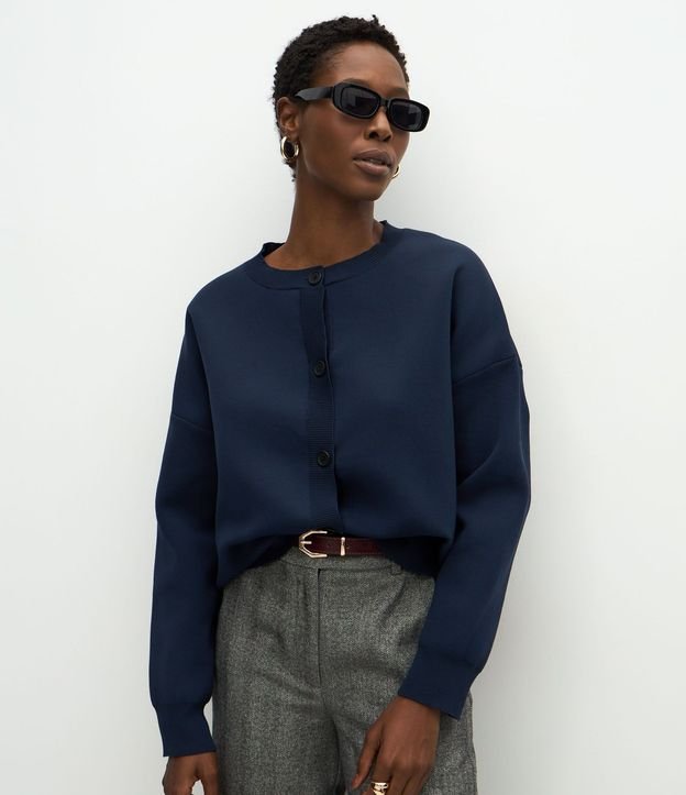 Cardigan Over en Punto con Botones y Puños Ajustados 2