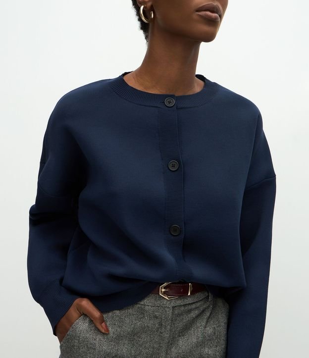 Cardigan Over en Punto con Botones y Puños Ajustados 5