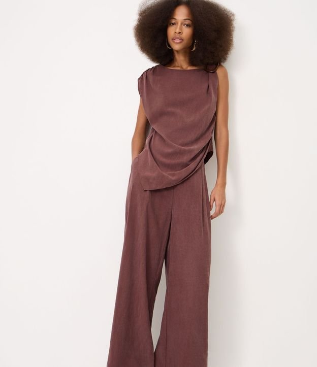Pantalón Wide Leg en Liocel con Cintura Elástica