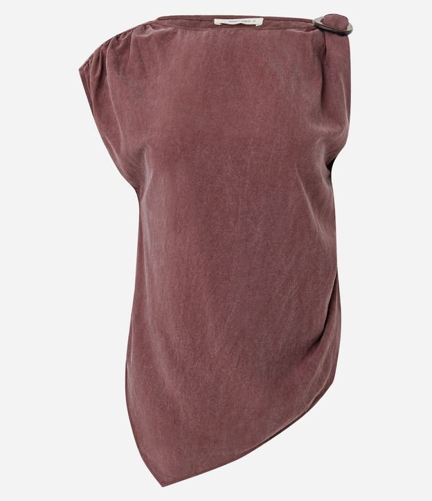 Blusa Assimétrica en Liocel con Hombro Drapeado 5