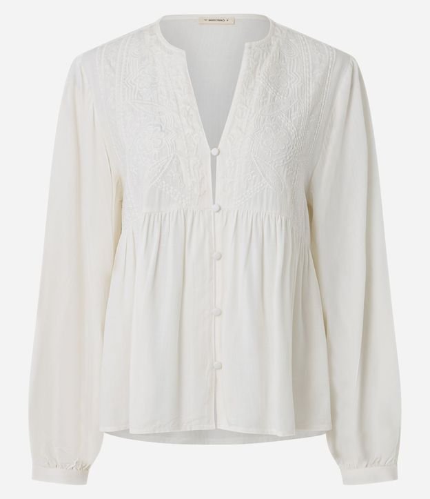 Blusa en Viscosa con Bordados y Aplicación de Botones Delicados