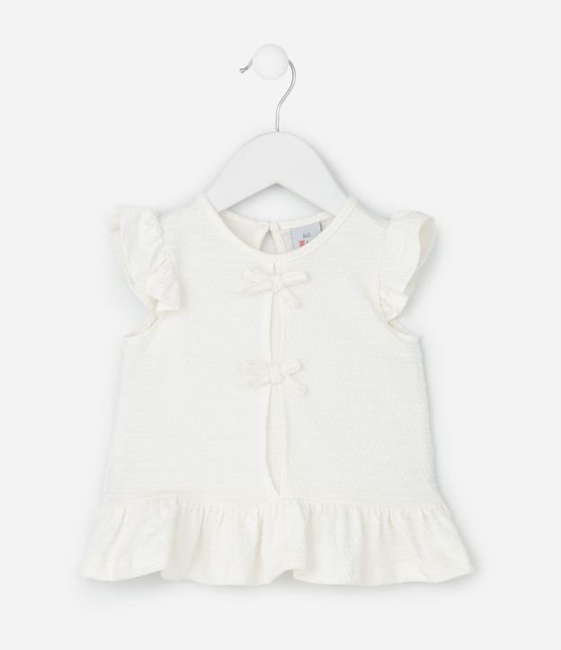 Blusa Infantil con Volados y Moñitas Aplicadas – Talle 0 a 18 Meses 1