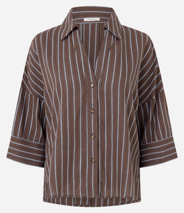 Camisa en Viscolino con Estampado Rayada 1