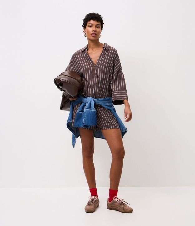 Camisa en Viscolino con Estampado Rayada 2