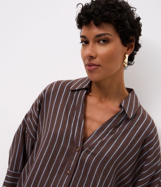 Camisa en Viscolino con Estampado Rayada 3