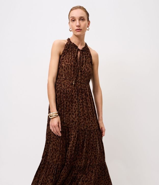 Vestido Largo en Viscosa con Estampado Animal Print 1