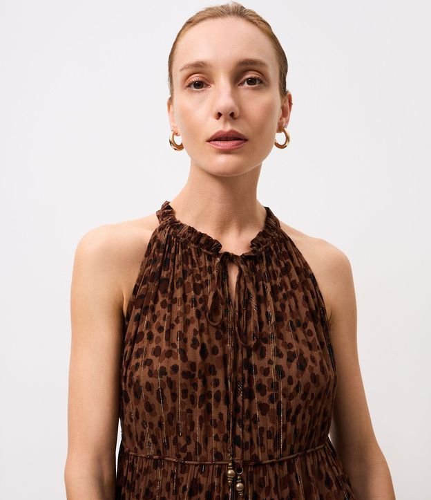 Vestido Largo en Viscosa con Estampado Animal Print 3