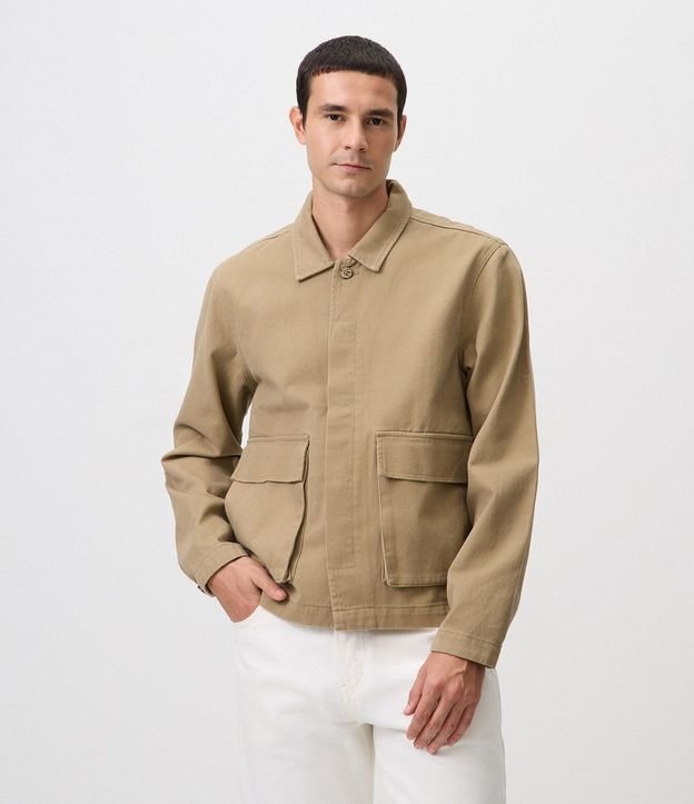 Camisa Overshirt en Sarga con Bolsillos 5