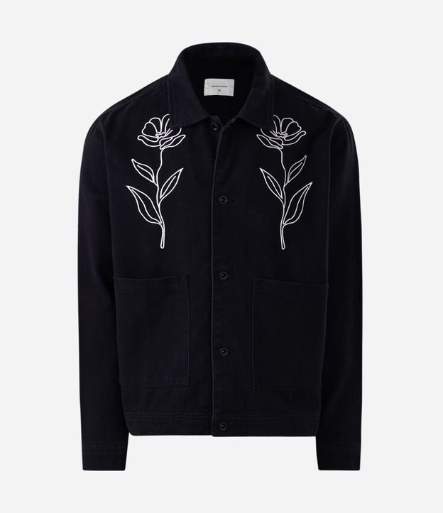 Camisa en Sarga con Bordado Floral 5