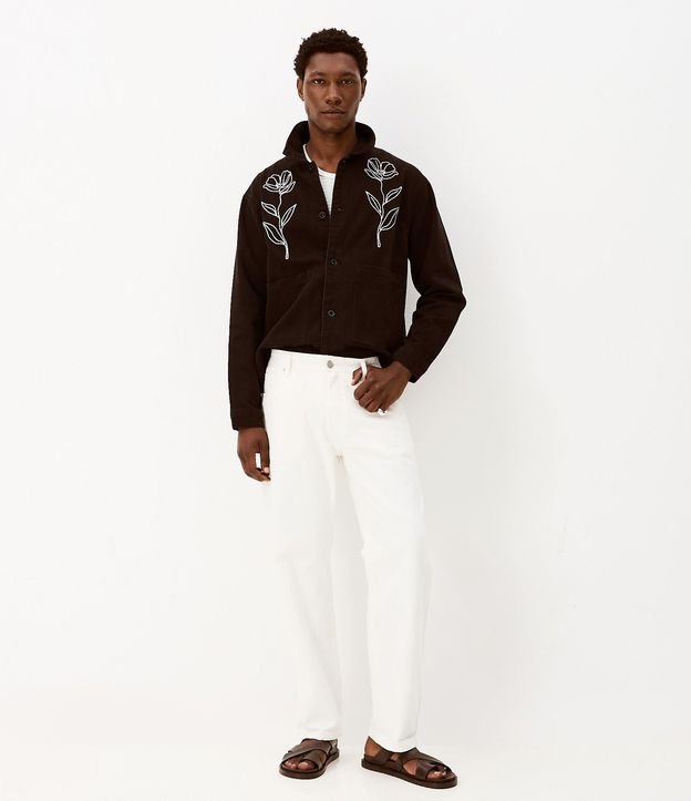 Camisa en Sarga con Bordado Floral 4