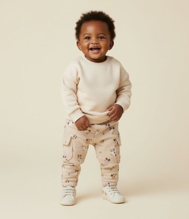 Pantalón Infantil con Estampa Floral – Talle 0 a 18 Meses