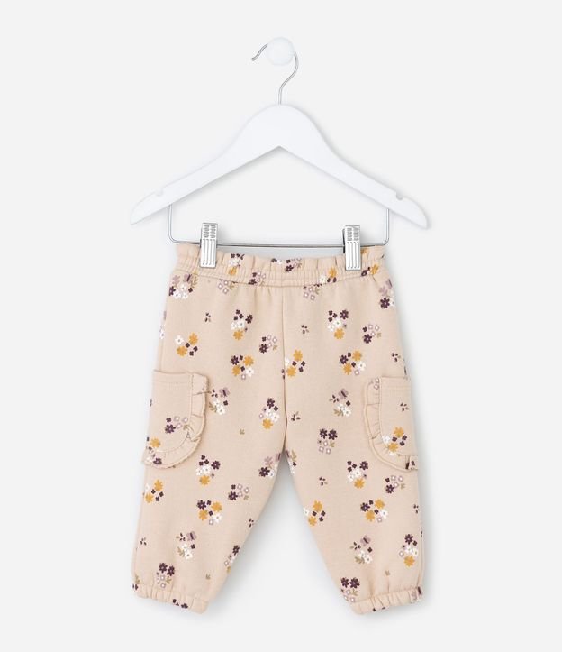Pantalón Infantil con Estampa Floral – Talle 0 a 18 Meses 3