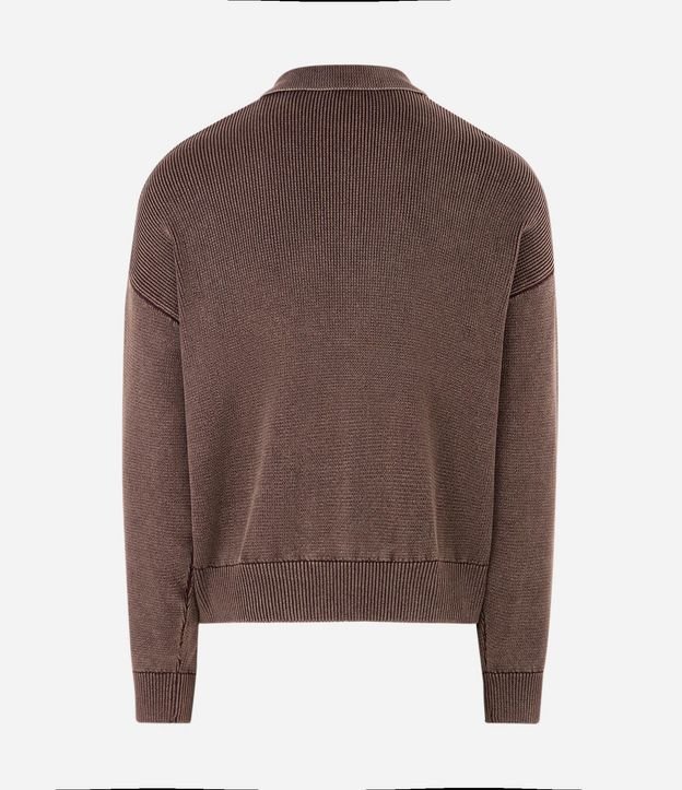 Suéter Punto Leve Marmorizado con Cuello Polo 7