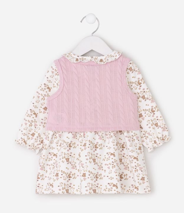 Vestido Infantil Floral con Chaleco - Talle 0 a 18 Meses 3
