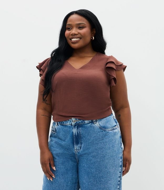 Blusa en Crepé con Volado en el Hombro Curve & Plus Size 1