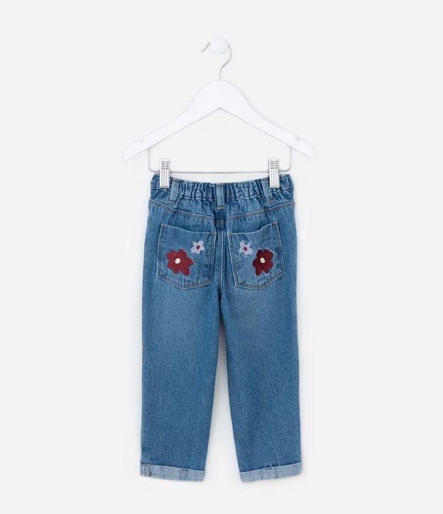 Pantalón Mom Infantil con Bordado de Flor - Talle 1 a 6 años 2