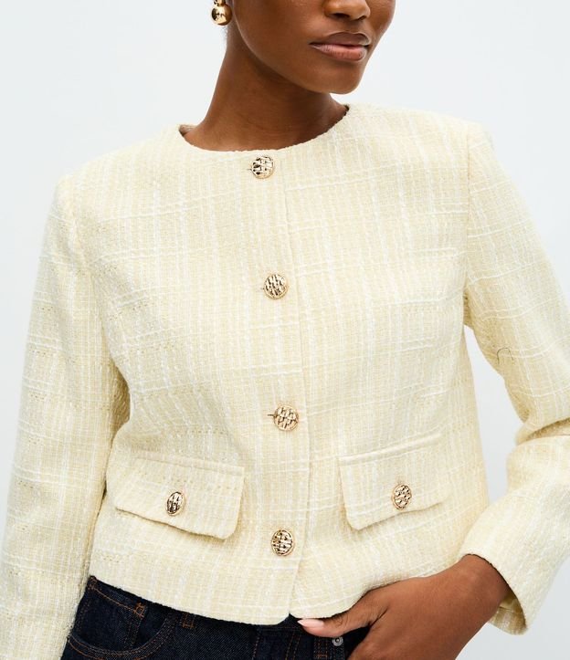 Campera Leve Chaquetilla en Tweed con Cuatro Bolsillos 4