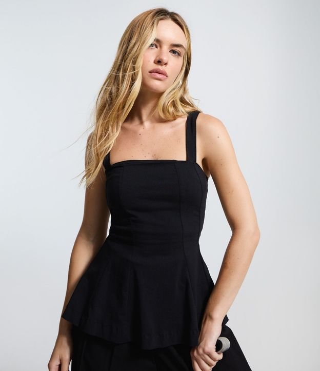 Blusa Peplum en Bengalina con Bretel Ancho