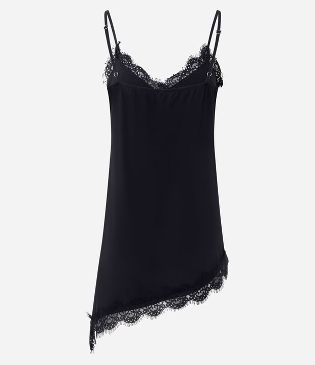 Blusa sin Manga en Viscosa con Encaje y Bajo Asimétrica 4