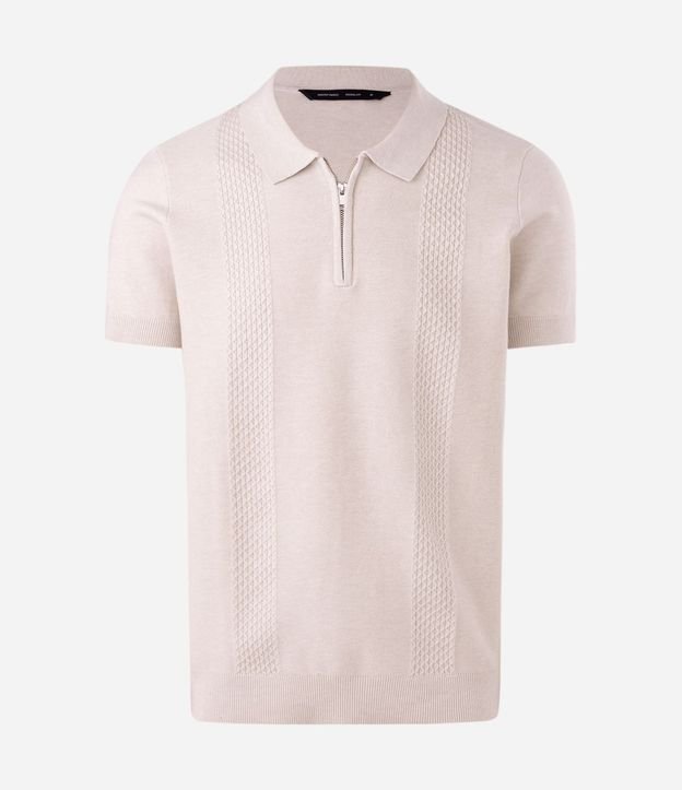 Polo Manga Corta Texturizada con Cremallera Trenzada 5