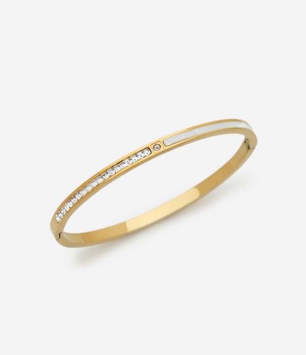 Pulsera Rígida en Metal con Aplicación de Brillos