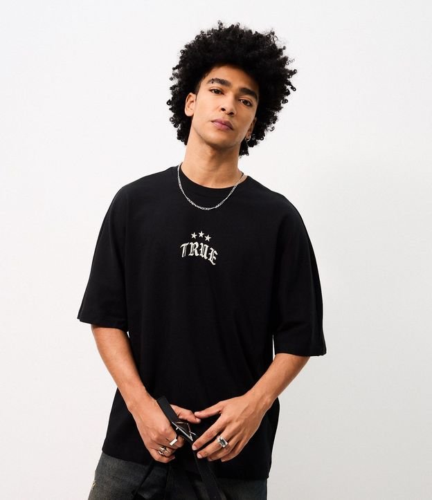 Remera Oversized en Algodón con Estampado True Star 3