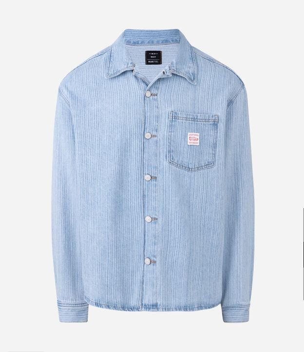 Camisa Boxy Manga Larga en Jeans Liso con Textura 6