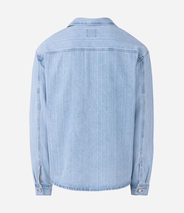Camisa Boxy Manga Larga en Jeans Liso con Textura 7