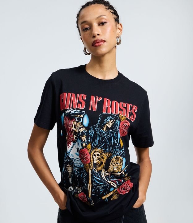 Remera en Algodón con Estampado Guns N’ Roses