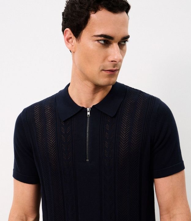 Polo Texturizada Half Zipper Algodón 4