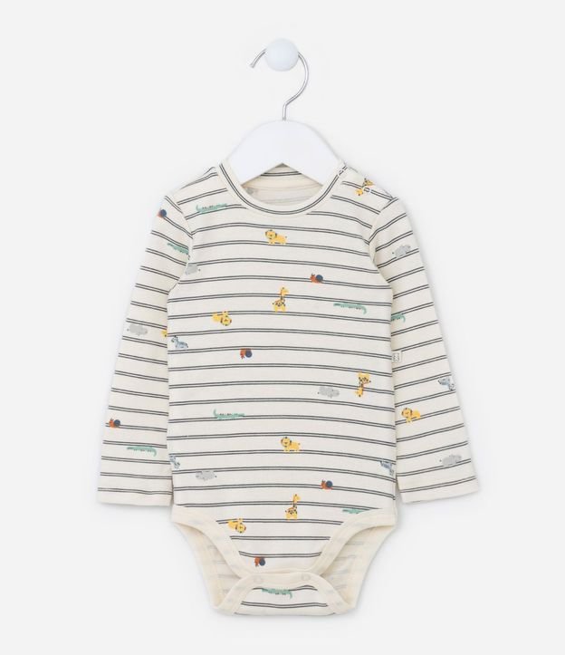Conjunto Infantil Body Listrado y Pantalón con Estampado Girafa – Talle RN a 18 Meses 2