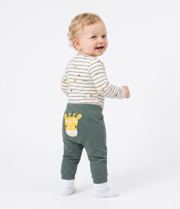Conjunto Infantil Body Listrado y Pantalón con Estampado Girafa – Talle RN a 18 Meses