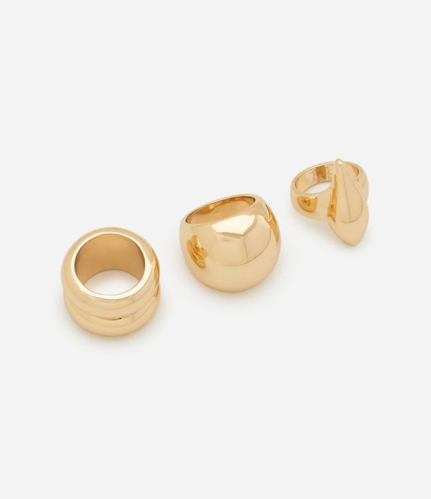 Kit 3 Anillos Metalizados en Formatos Geométricos