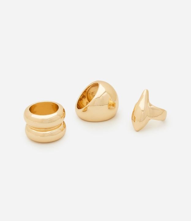 Kit 3 Anillos Metalizados en Formatos Geométricos 2