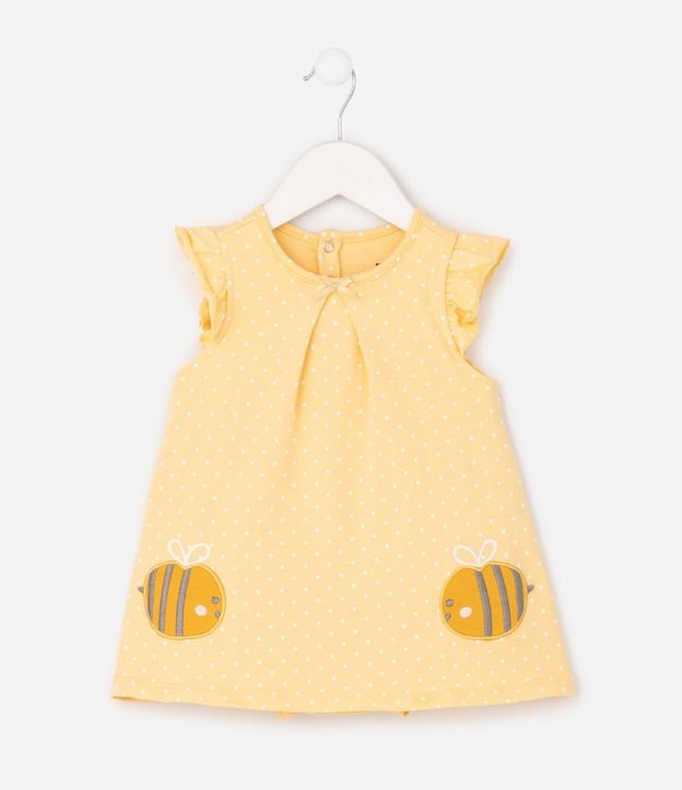 Vestido Body Infantil en Cotton con de Lunares y Bordado de Abejas – Talle 0 a 18 Meses 2
