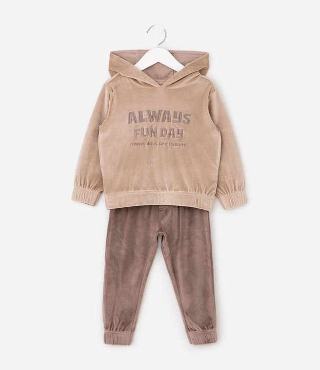Conjunto Infantil en Fleece con Capucha y Lettering - Talle 1 a 4 años 2