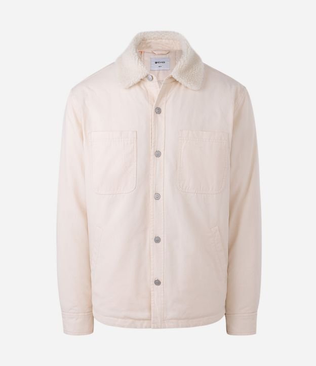 Campera Masculina Oversized Sarga con Cuello de Sherpa